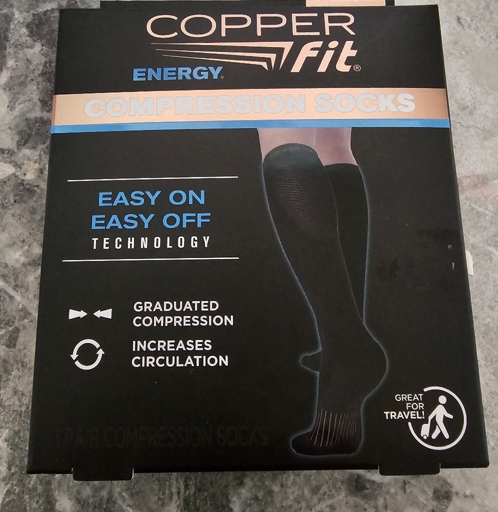 Copper Fit Energy Compression Socks L/XL - Unisex Copper Infused NIB